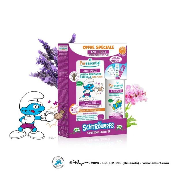Traitement Complet Anti-Poux - Les Schtroumpfs édition limitée - Lotion 100 ml + Shampooing 200 ml