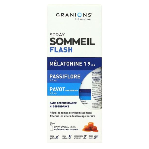 Spray sommeil flash mélatonine passiflore pavot arôme caramel 25ml