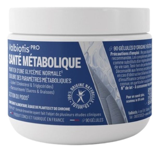 Valbiotis Pro® Santé Métabolique - 90 Gélules - Triple action : perte de poids, triglycérides et glycémie