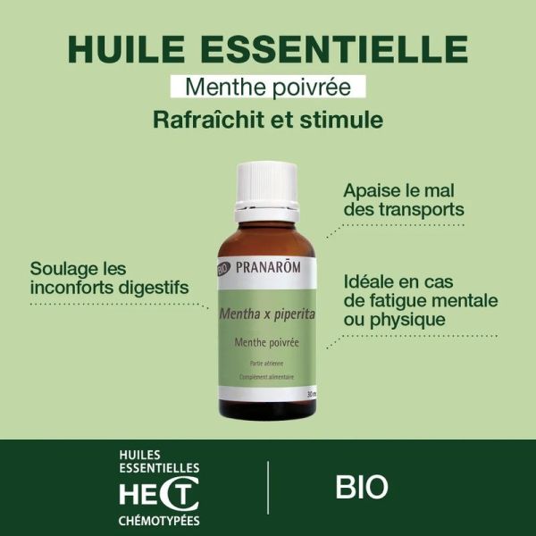 Huile Essentielle de Menthe poivrée - grand format - Bio - 30 ml