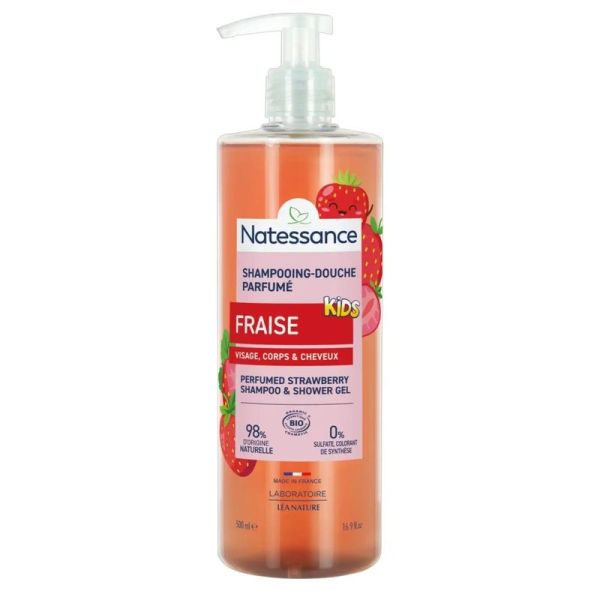 Shampooing Douche Fraise Bio Visage, Cheveux et Corps KIDS - Fraise Bio - 500 ml