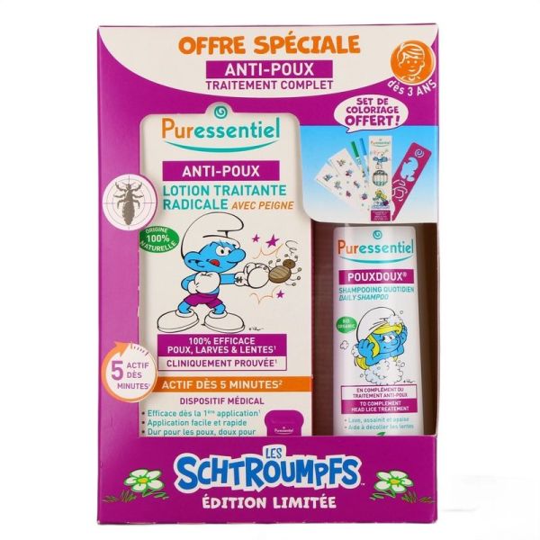 Traitement Complet Anti-Poux - Les Schtroumpfs édition limitée - Lotion 100 ml + Shampooing 200 ml