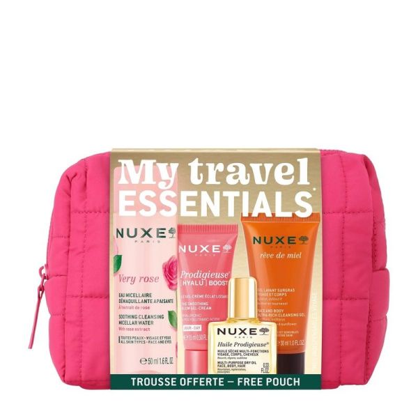 Mes essentiels voyage - Eau micellaire 50 ml, Gel-crème 15 ml, Huile 10 ml, Gel lavant 30 ml