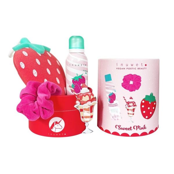 Coffret mousse de douche et accessoires fun bath box - Fraise