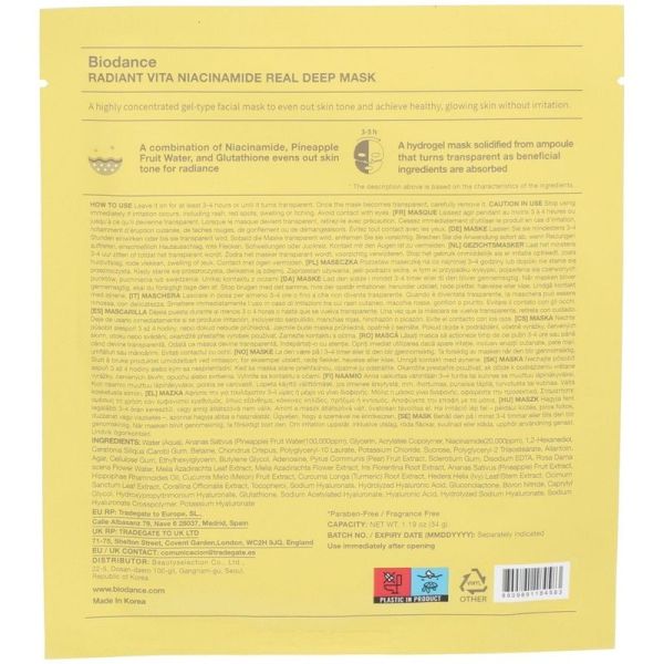 REAL DEEP MASK - Masque Radiant Vita Niacinamide Illuminateur Unifiant - 34 g