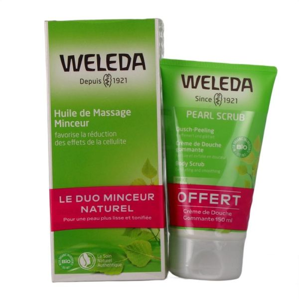 Huile de Massage Minceur au Bouleau + Pearl Scrub Crème de Douche Gommante Offerte - Huile 200 ml, Crème 150 ml
