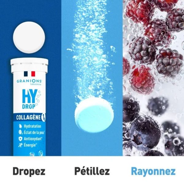 Pastille hydratation Électrolytes au Collagène - HYDROP framboise-cassis