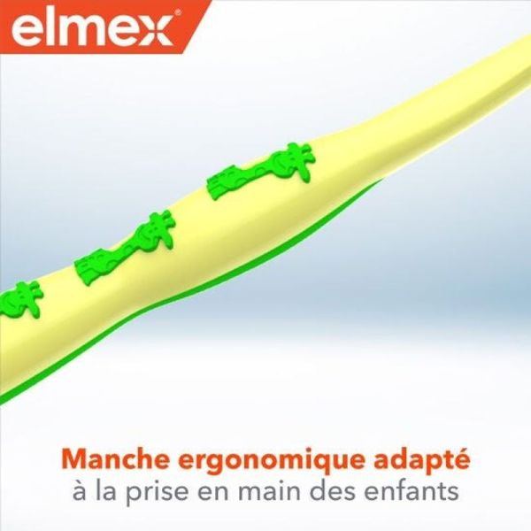 Brosse à dents souple débutant 0-3 ans + mini-dentifrice anti-caries