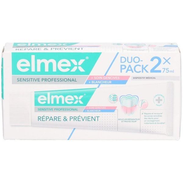 Dentifrice Répare et Prévient Soin Gencives + Blancheur Sensitive Professional - 2 x 75 ml