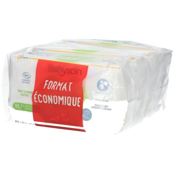 Lingettes à l'eau - Sans parfum - 4 sachets de 60 lingettes