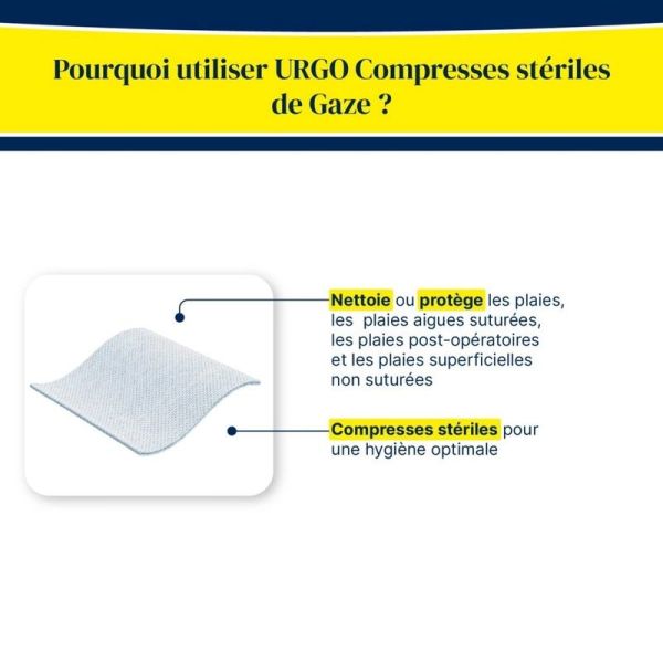Compresses de gaze stériles - 7,5 cm x 7,5 cm - 50 sachets de 2