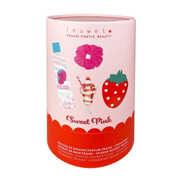Coffret mousse de douche et accessoires fun bath box - Fraise