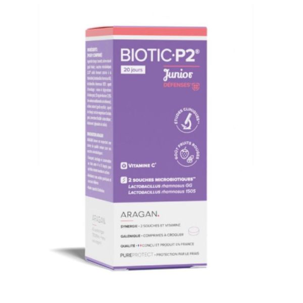 Aragan Biotic P2 junior défenses 20 comprimés