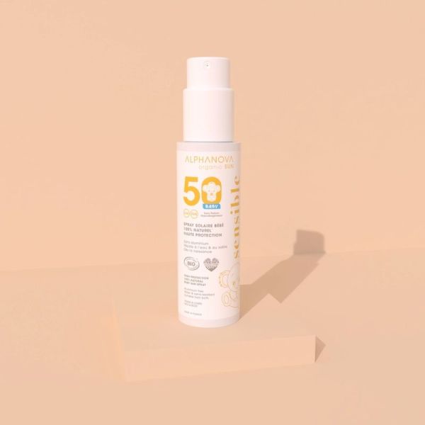 Spray solaire bébé SPF 50 certifié bio 100% naturel - 100 g