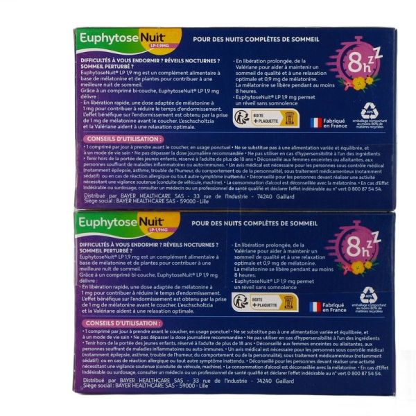 Euphytose Nuit LP 1,9mg - 30 comprimés
