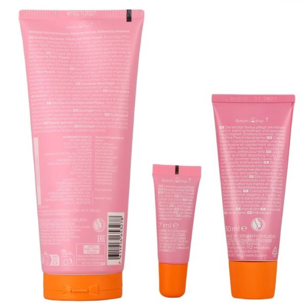 Routine Beauté et sa Banane Offerte - Pink Peach - Gel douche 200 ml, Creme mains 50 ml, Baume levres teinte 7 ml