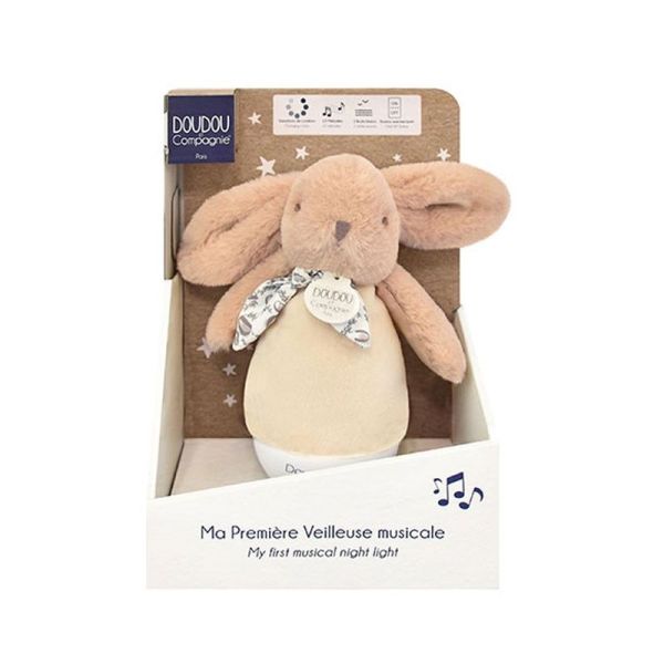 Veilleuse musicale Lapin Doudou - Beige - 16 cm