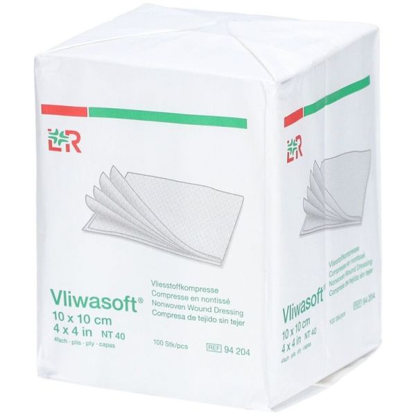 Compresses Non Stériles Non Tissées Vliwasoft - 10 cm x 10 cm, 100 compresses