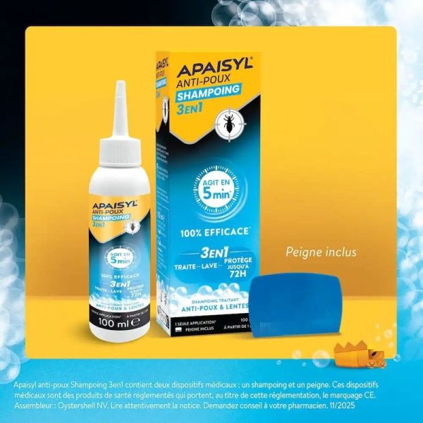 Shampoing Traitant Anti-Poux et Lentes 3-en-1 - 100 ml