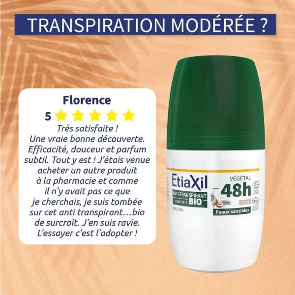 Déodorant Anti-transpirant Végétal 48h Roll-On Bio Senteur Coco - 2 x 50 ml