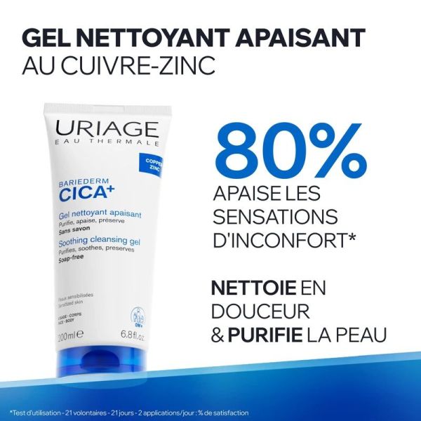 Gel Nettoyant Apaisant au Cuivre-Zinc Bariéderm Cica+ - 200 ml