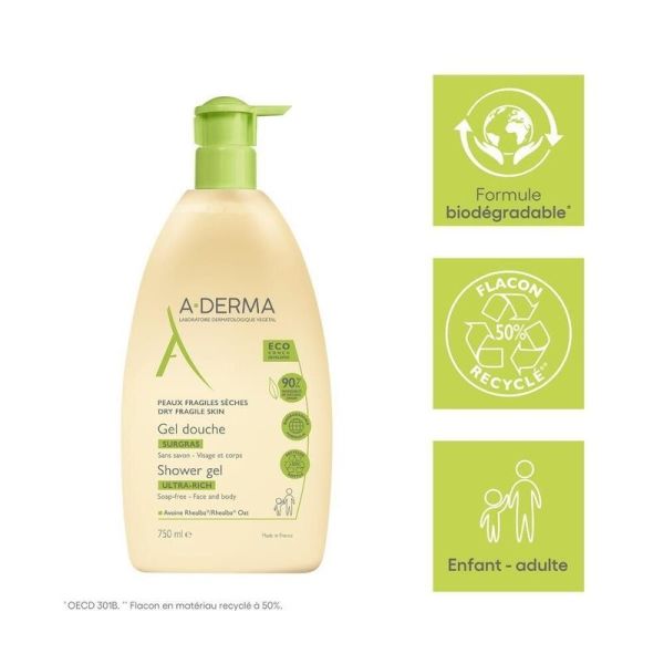 Gel douche surgras nourrissant Les Indispensables - 750 ml