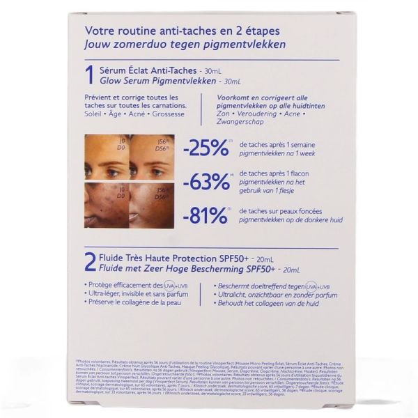 Coffret Vinoperfect Sérum Eclat Anti-Taches + Vinosun Protect Fluide Très Haute Protection SPF50+ Offert - 30 ml, 20 ml