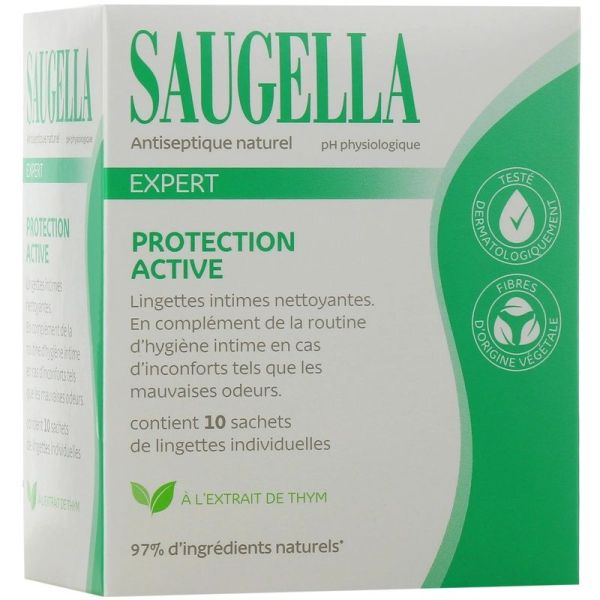 Lingettes Nettoyantes Intimes Antiseptique Naturel - 10 sachets de lingettes individuelles
