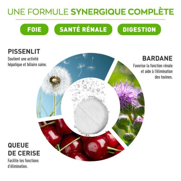 Détox Globale Effervescent - Goût fraise - 20 comprimés effervescents