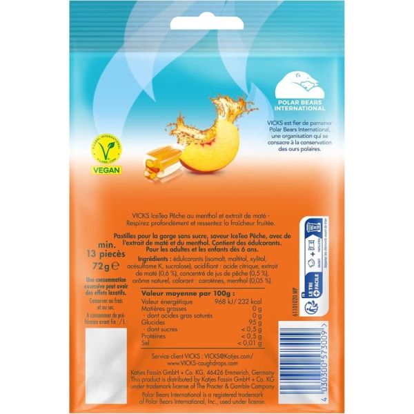 Bonbons Ice Tea Pêche Menthol Sans Sucres - 72 g