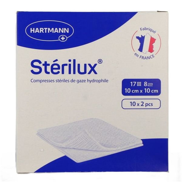 Stérilux ES compresses de gaze stériles - 10 cm x 10 cm - 20 compresses