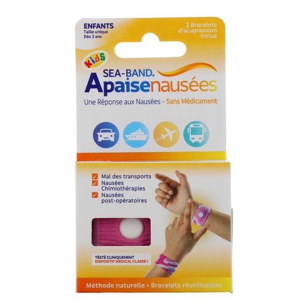 Bracelets d'acupression Apaisenausées Enfants - Rose - 2 bracelets