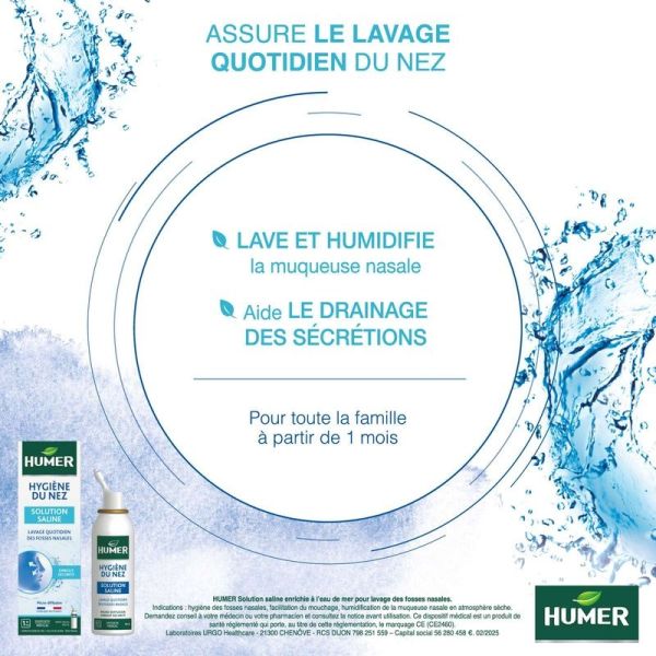 Humer Hygiene du Nez Spray Nasal Solution Saline - 100 mL