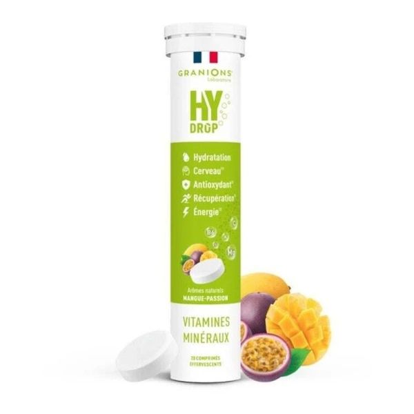 HYDROP Hydratation Électrolytes Mangue Passion - 20 comprimés effervescents