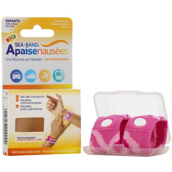 Bracelets d'acupression Apaisenausées Enfants - Rose - 2 bracelets