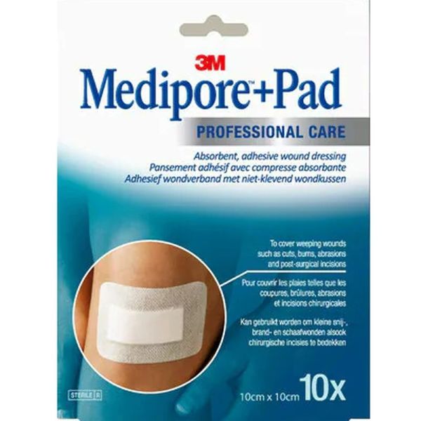 Medipore + Pad - 10 x 10 cm, 10 pansements