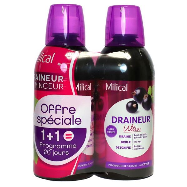 Milical Draineur Cassis 2X500 Ml