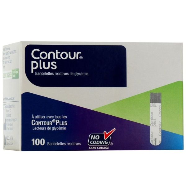 Contour Plus Bandelettes Réactives Glycémie - 100 bandelettes