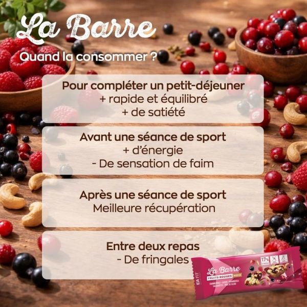 La Barre Protéinée - Barre fruits rouges noix - 40 g