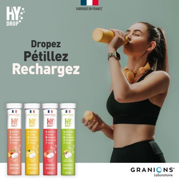 HYDROP - Hydratation Électrolytes Citron - 20 comprimés effervescents