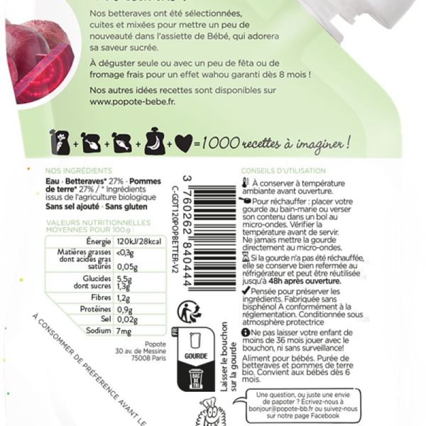 Popote Gourde Betterave Bio 120G