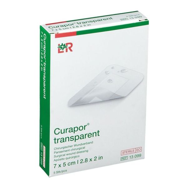 Curapor transparent pansement chirurgical stérile - 7 cm x 5 cm, 5 pansements
