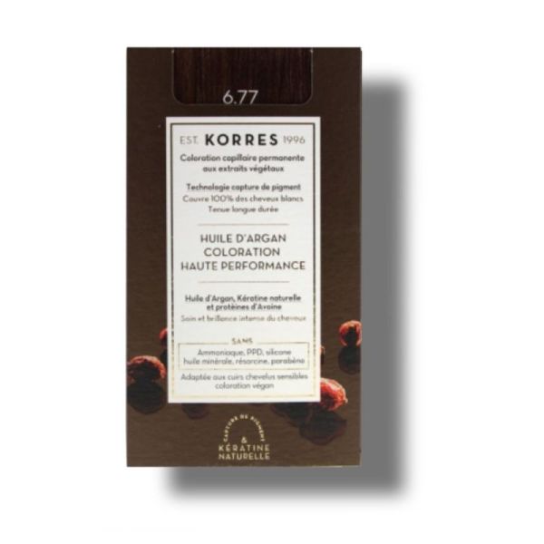 Korres coloration permanente huile d'Argan 6.77 Blond Foncé Marron Intense
