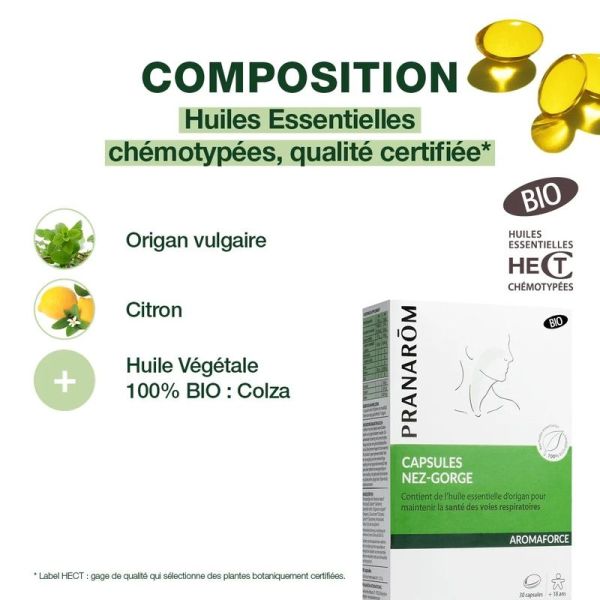 Capsules Nez-Gorge aux Huiles Essentielles - Bio - 30 capsules
