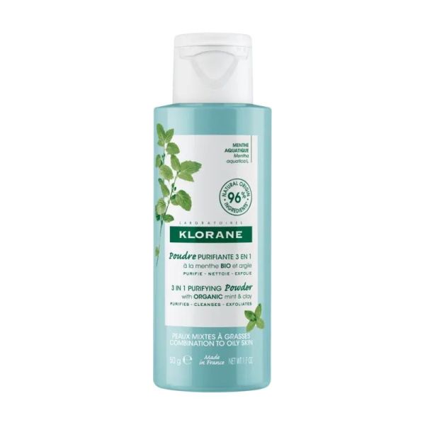 Poudre purifiante 3 en 1 à la Menthe aquatique BIO - 50 g