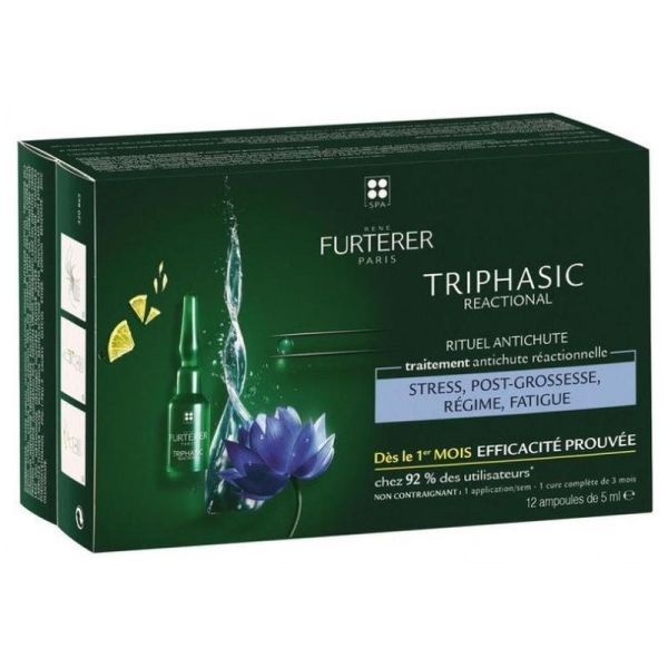 TRIPHASIC REACTIONAL - Traitement Anti-Chute Reactionnelle et Pousse - 12 x 5 ml