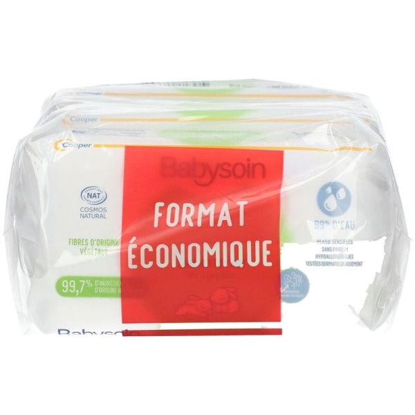 Lingettes à l'eau - Sans parfum - 4 sachets de 60 lingettes