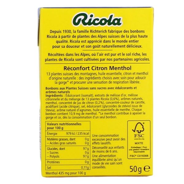 Réconfort Citron Menthol - 50 g