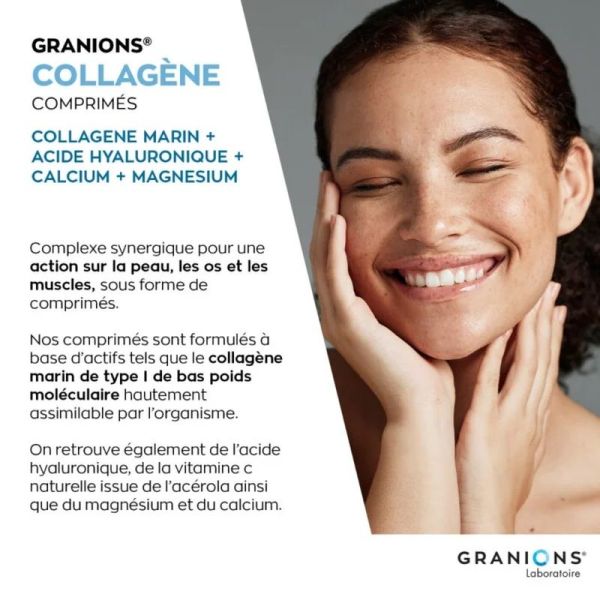 Collagène marin, Acide Hyaluronique, Calcium & Magnésium format éco 2 mois - 180 comprimés