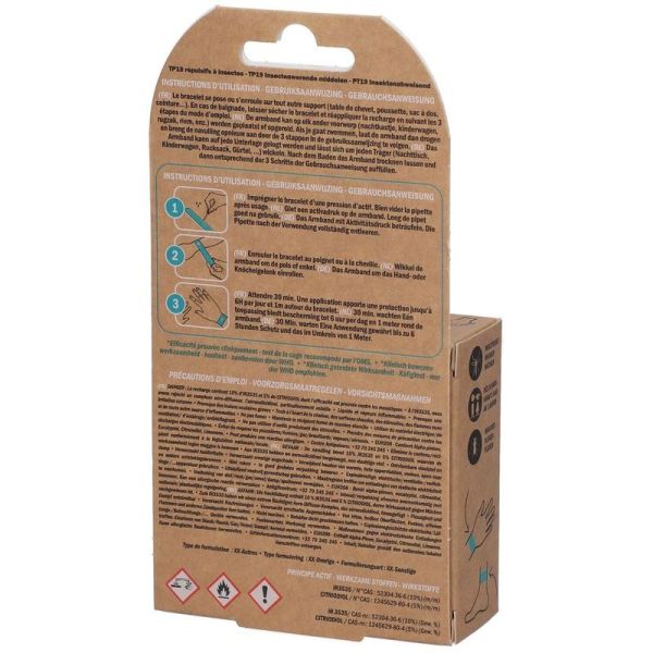 Bracelet Anti-Moustiques Junior + Recharge 6 ml - Modèle Dinosaures